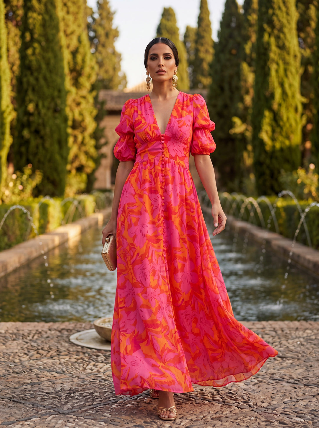 Flowing V-Neck Maxi Dress