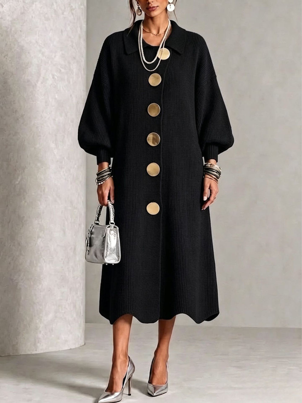 Long Sleeve Button-Down Dress