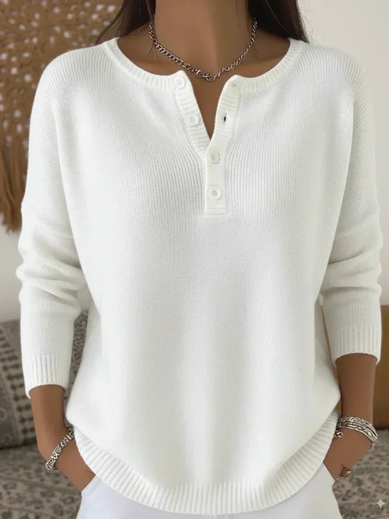 Button Henley Knit Sweater