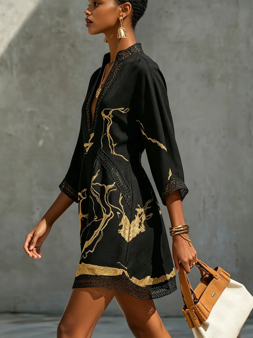 Marble Print Mini Dress