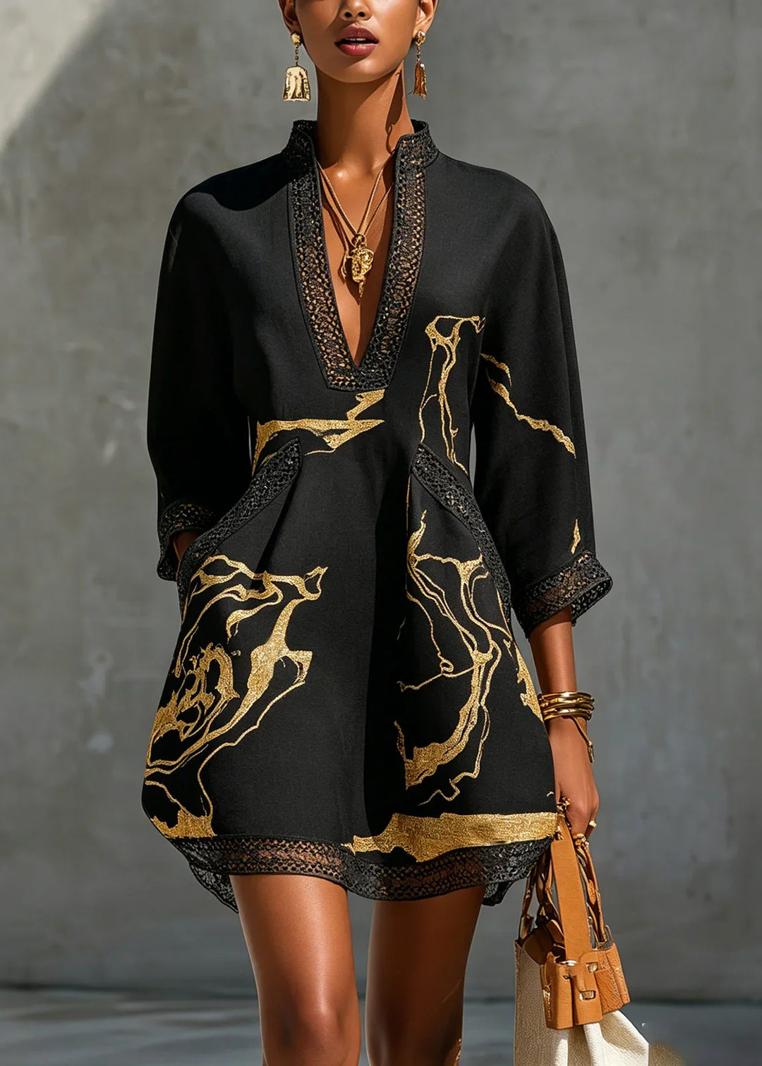 Marble Print Mini Dress