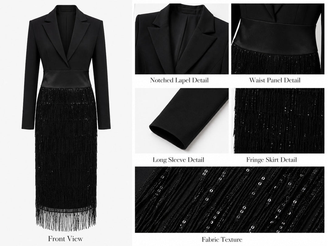 Sequin Fringe Midi Dress
