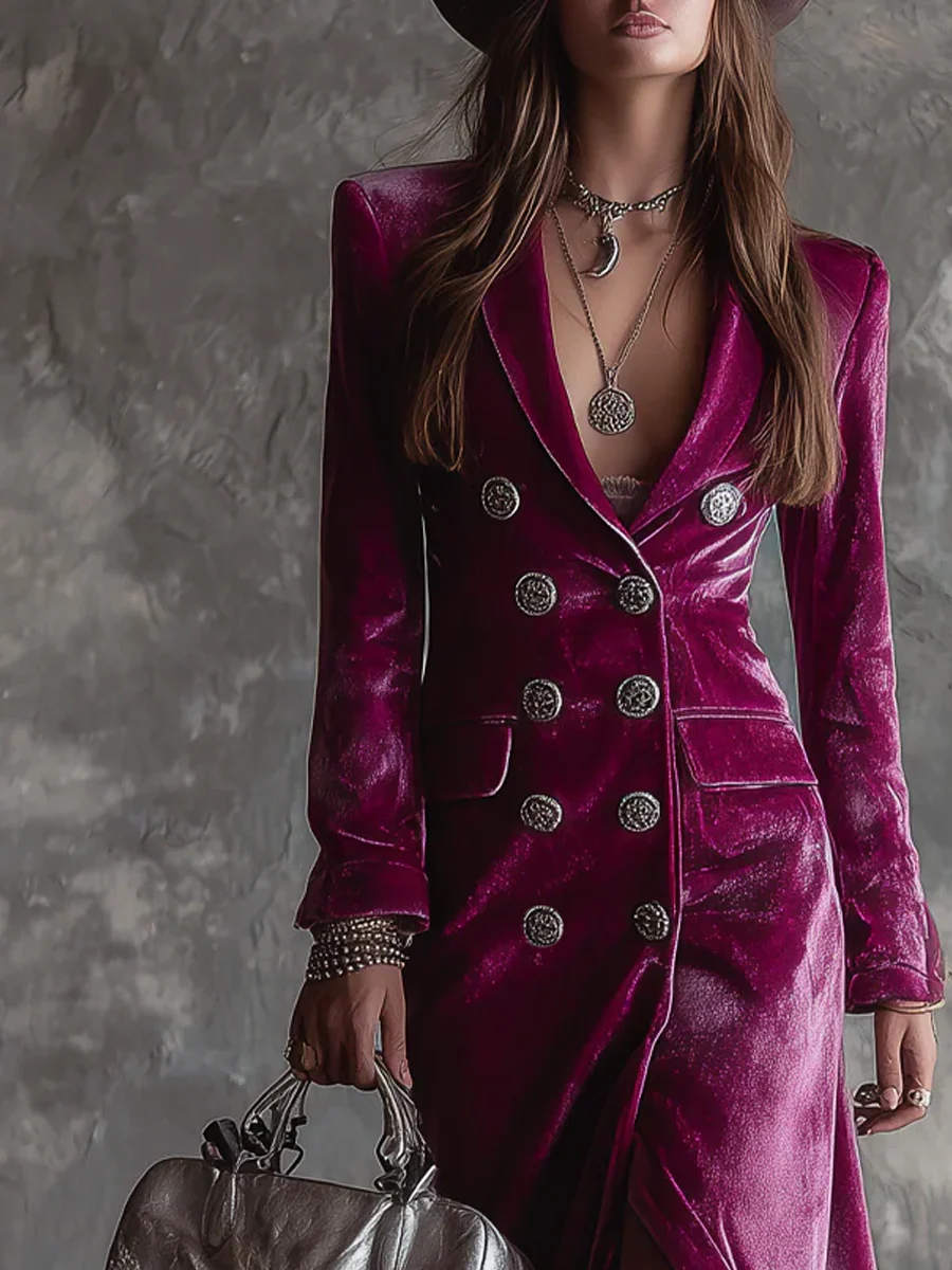 Velvet Maxi Blazer Dress