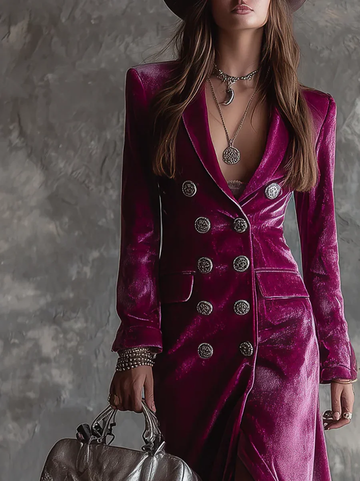 Velvet Maxi Blazer Dress
