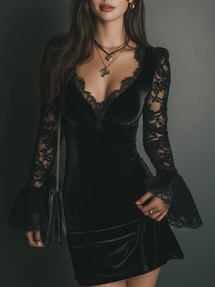 Velvet and Lace Mini Dress