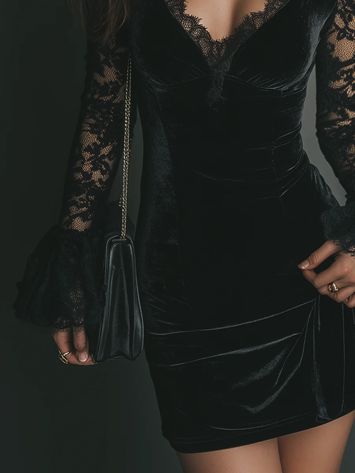 Velvet and Lace Mini Dress