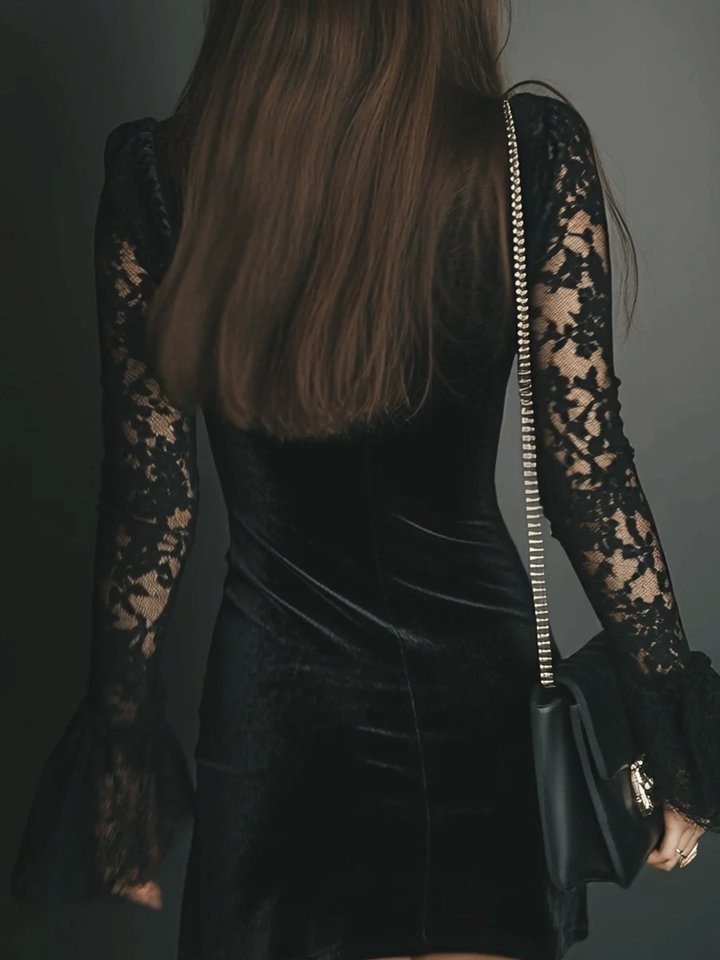 Velvet and Lace Mini Dress
