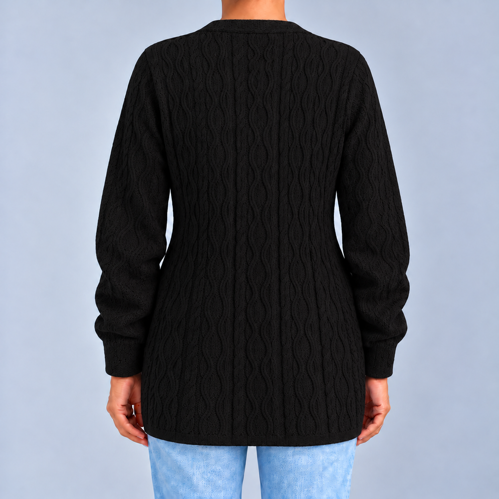 Textured Open-Front Cardigan with Pockets