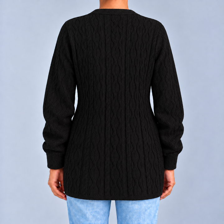 Textured Open-Front Cardigan with Pockets