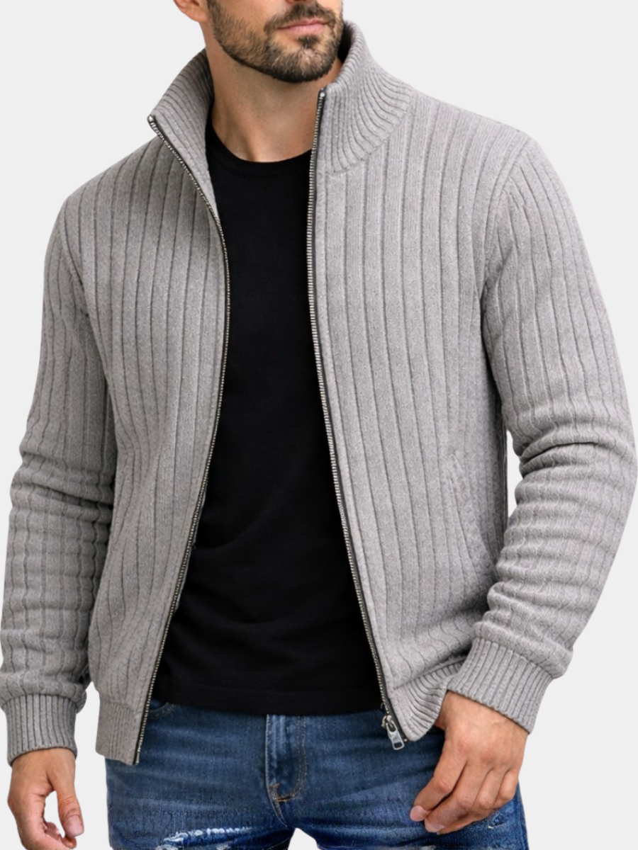 Classic Ribbed Zip Cardigan