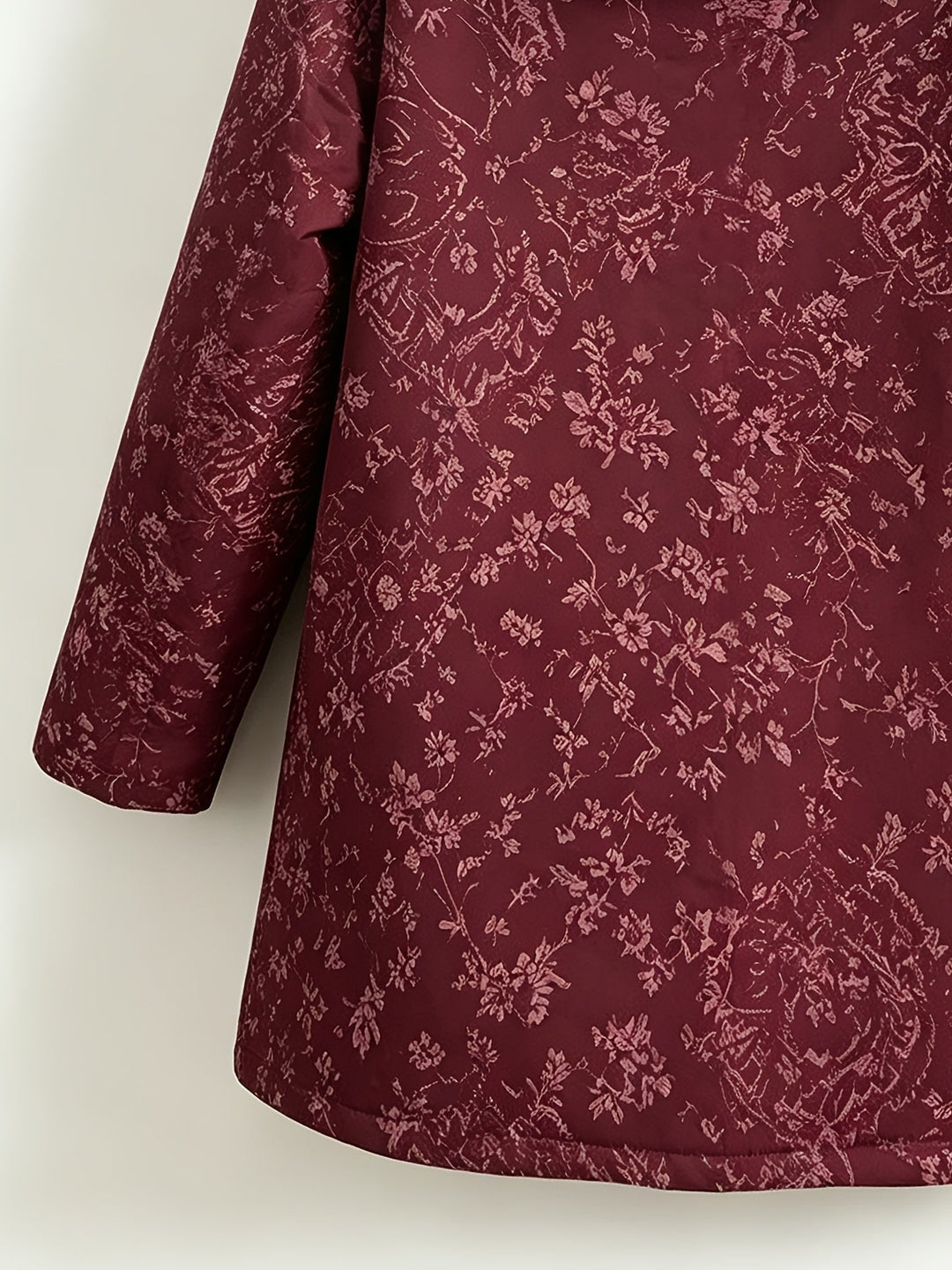 Fleece-Lined Floral Hooded Coat
