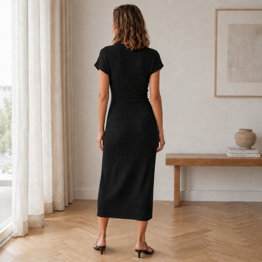 Ribbed Knotted Midi Dress
