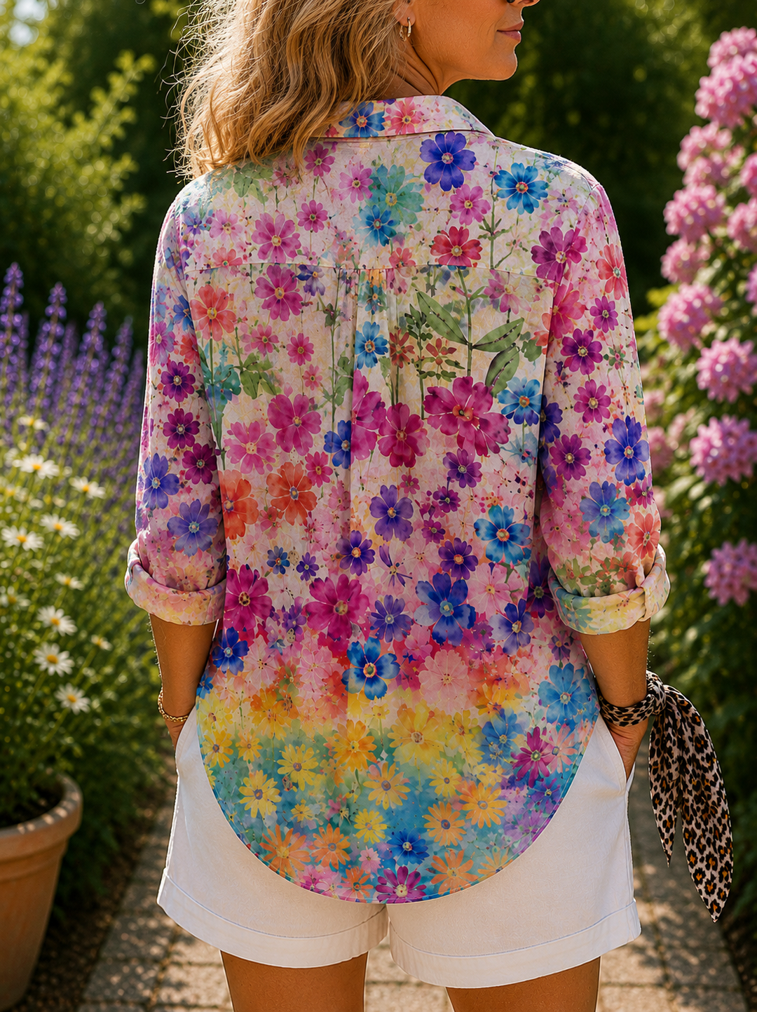 Vibrant Artistic Button-Up Blouse