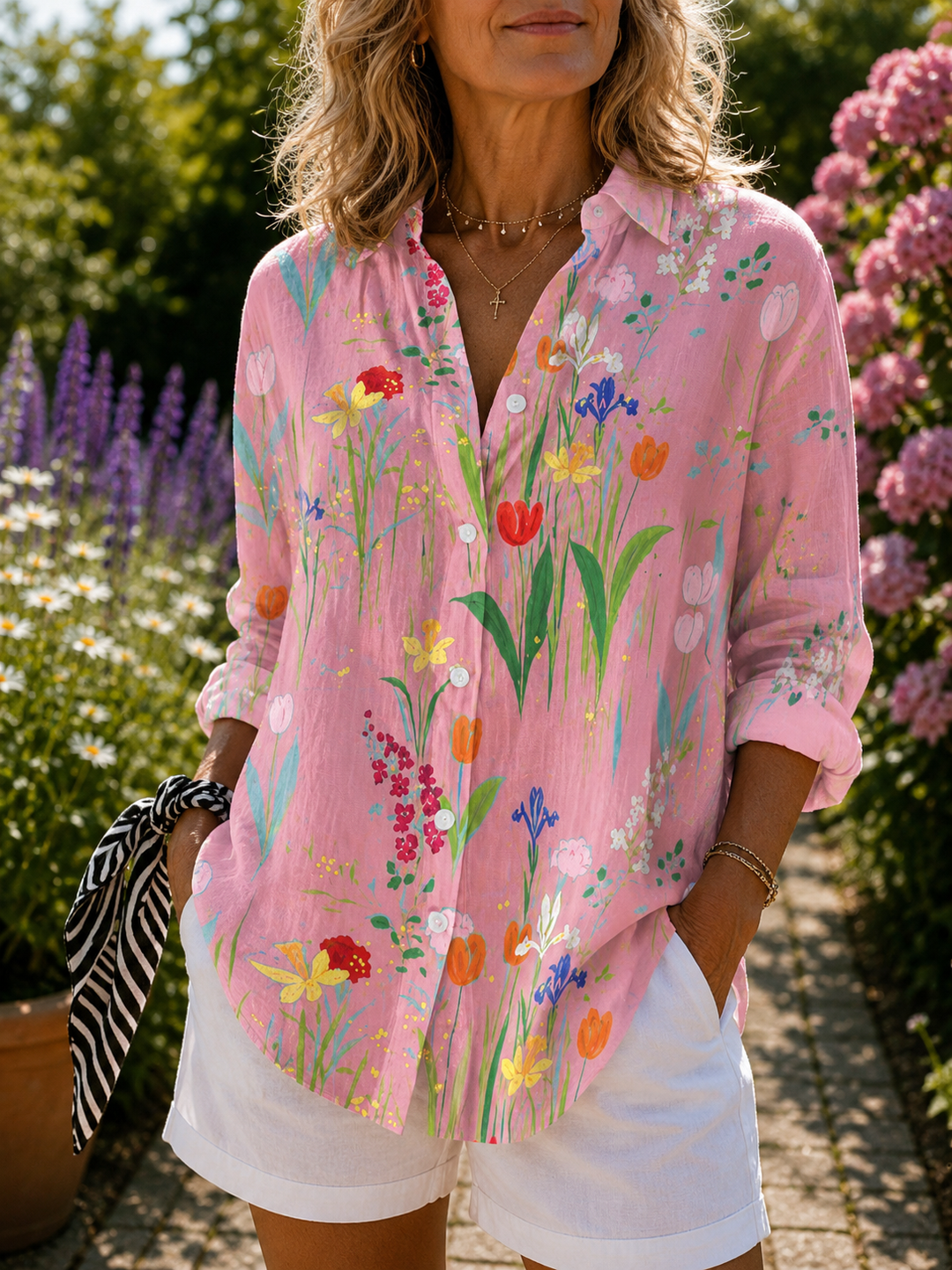 Spring Garden Button-Up Blouse