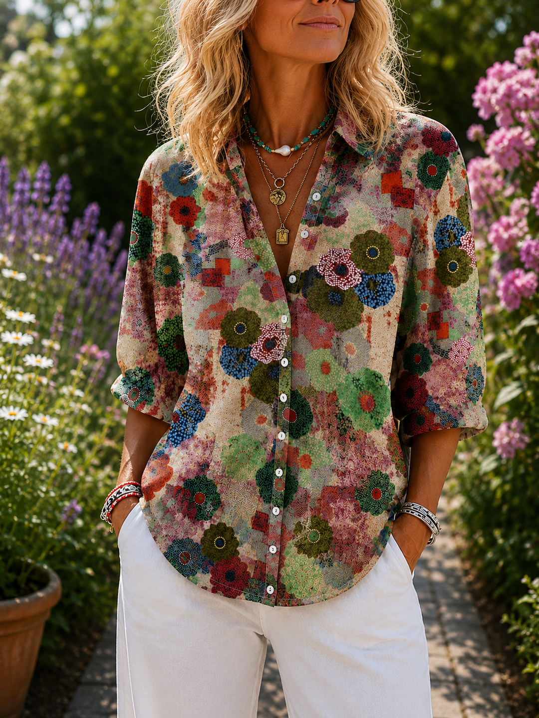 Comfort Button-Up Blouse