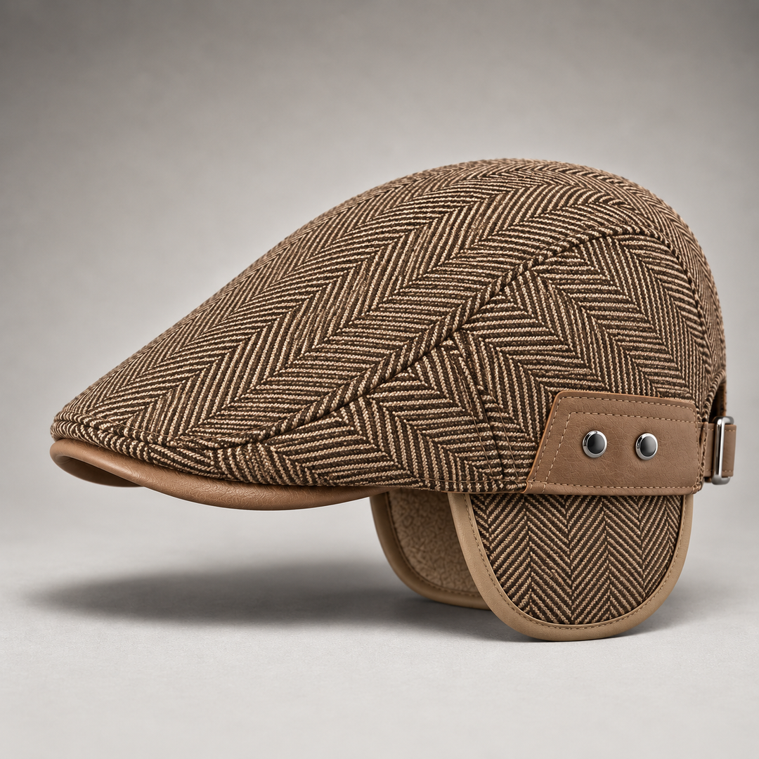 Vintage Herringbone Flat Cap