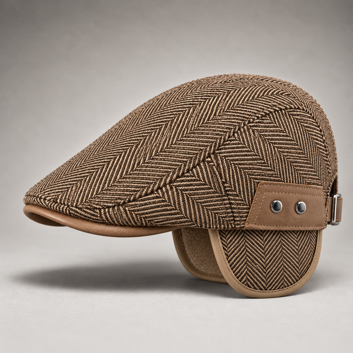 Vintage Herringbone Flat Cap