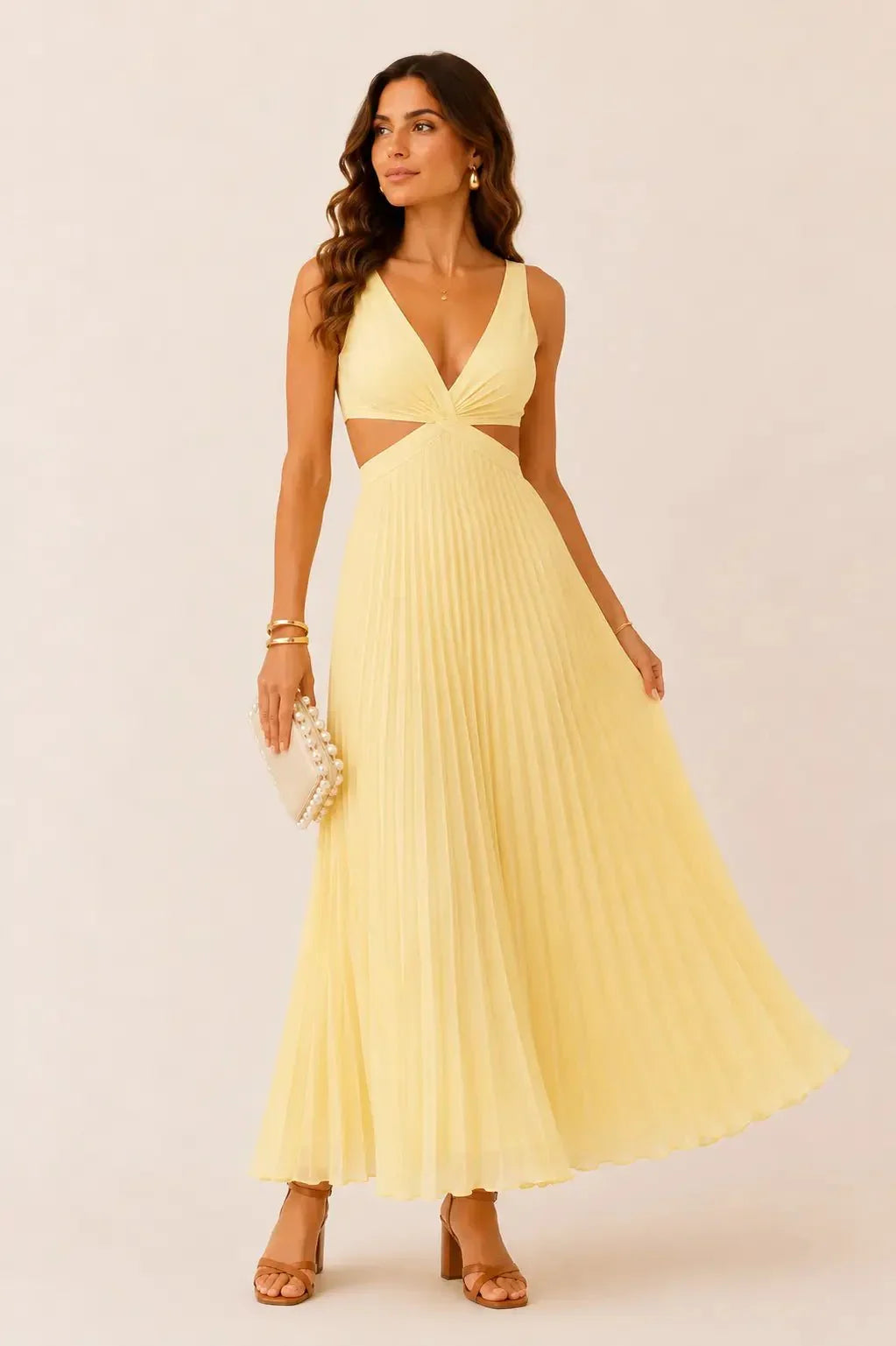 Elegant Pleated Maxi Dress Eilene
