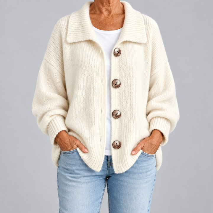 Oversized Knit Cardigan with Collar