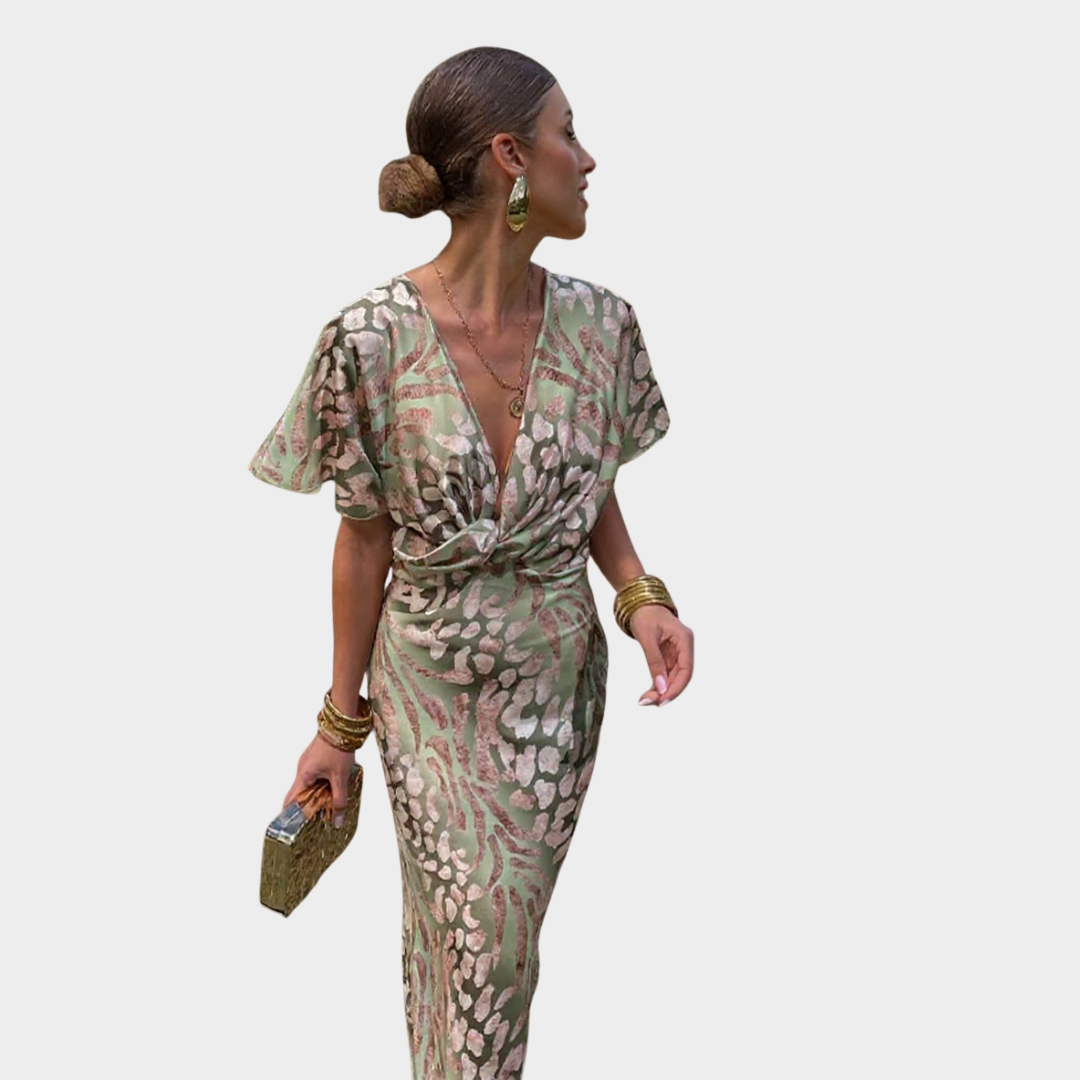 Copper Midi Dress with Twist Knot