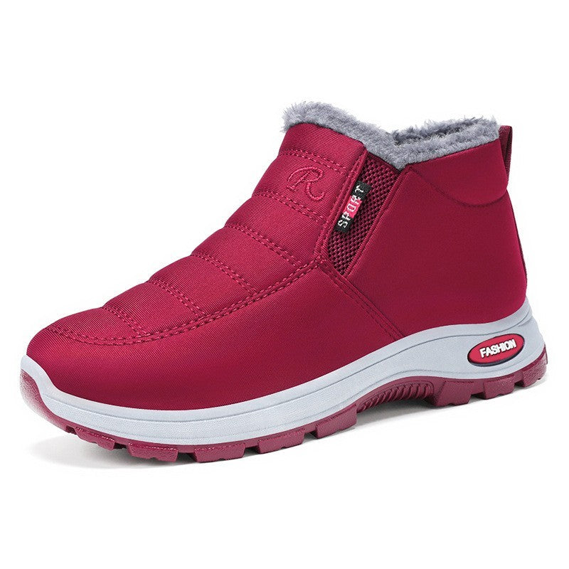 Quilted Waterproof Slip-On Ankle Boots Dark Red