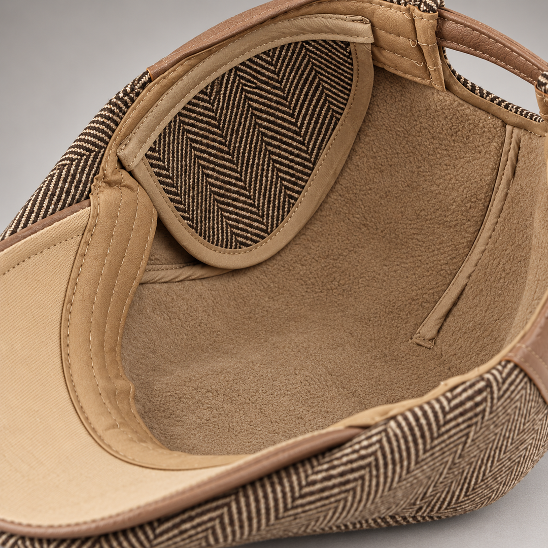 Vintage Herringbone Flat Cap