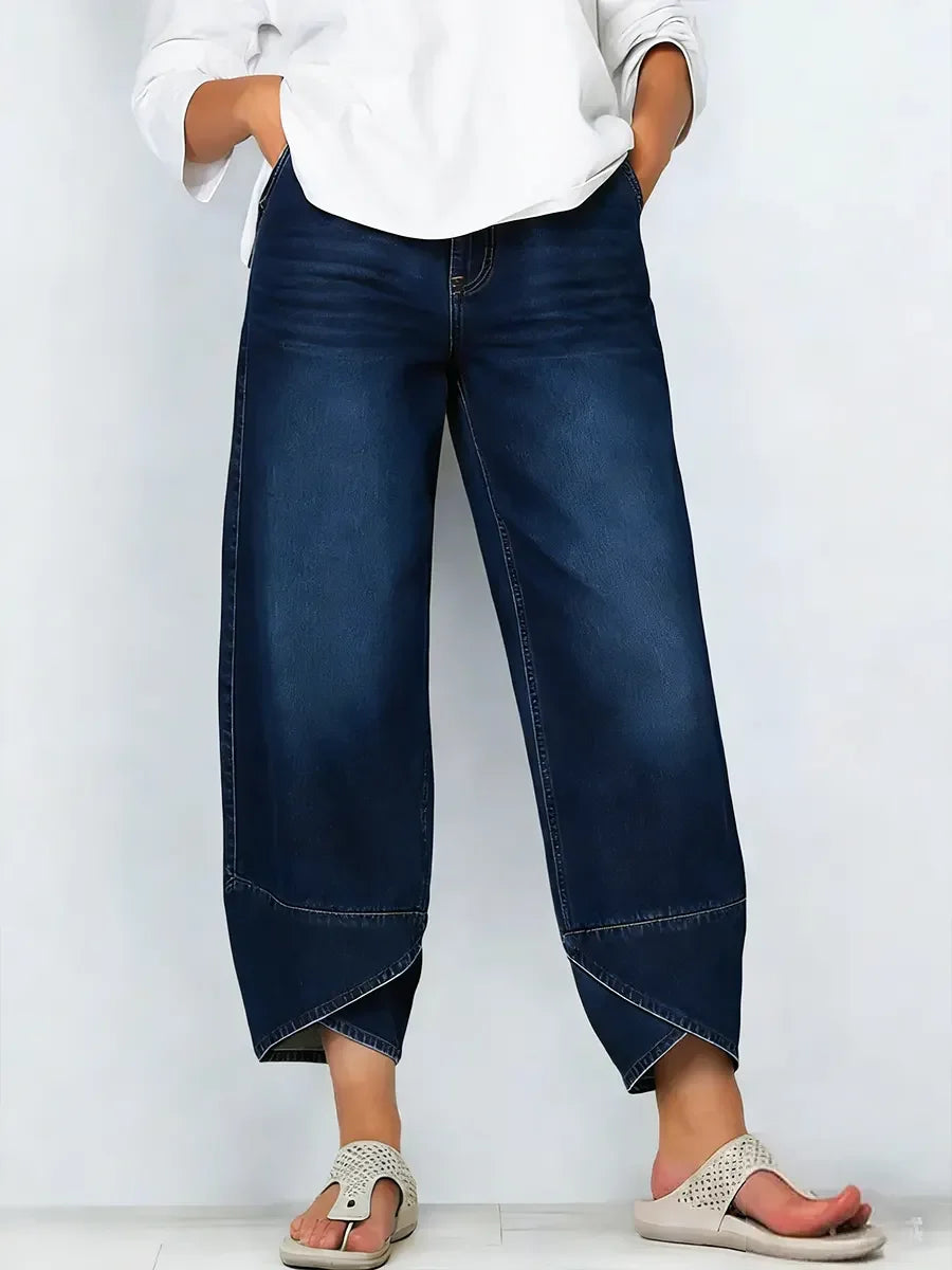 Cross Print Cotton Jeans
