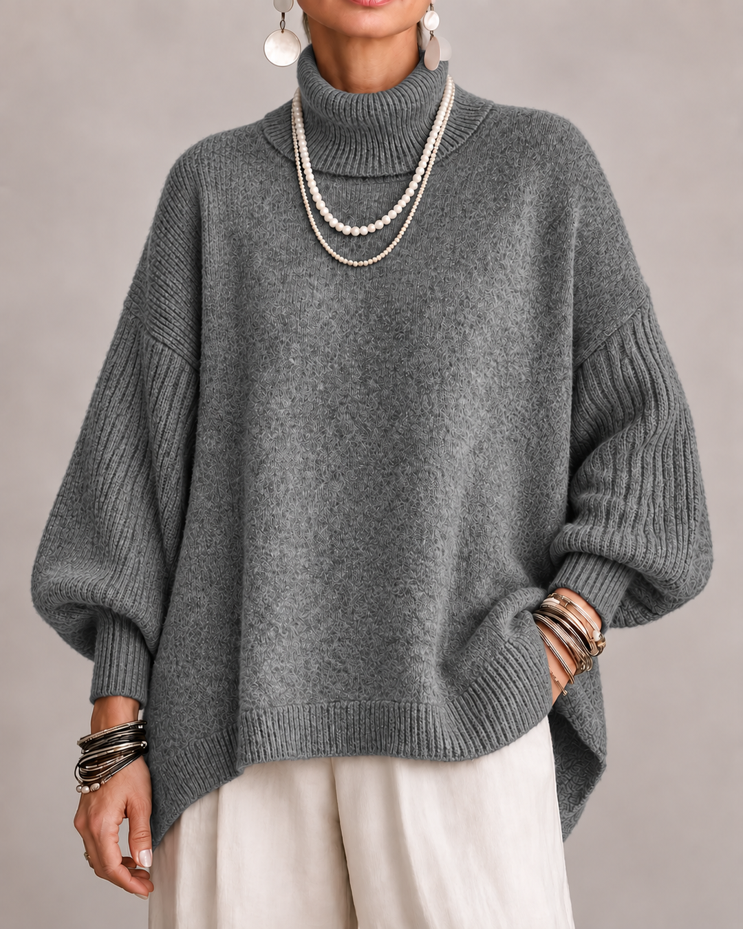 Elegant Oversized Turtleneck Sweater