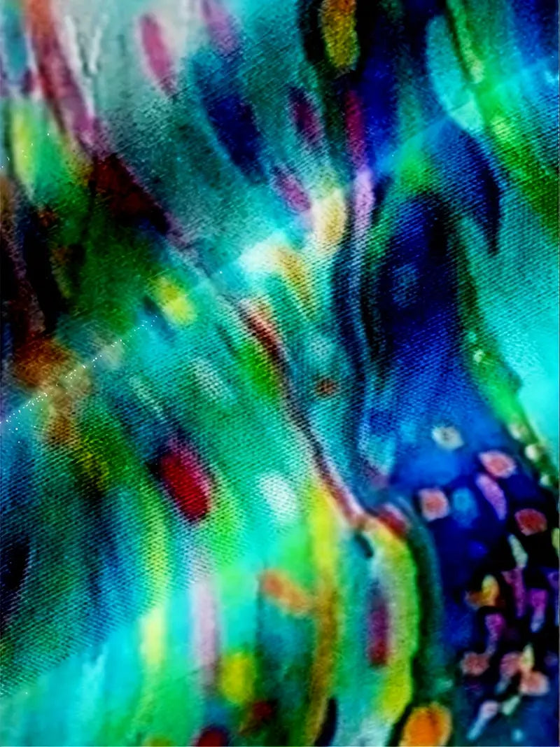 Abstract Watercolor Blouse with Button Front