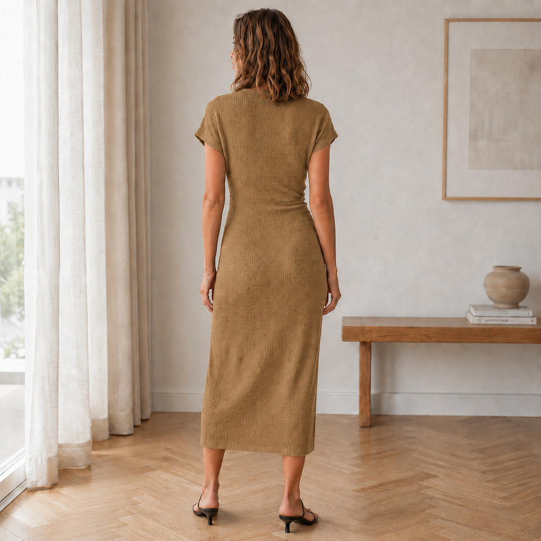 Ribbed Knotted Midi Dress