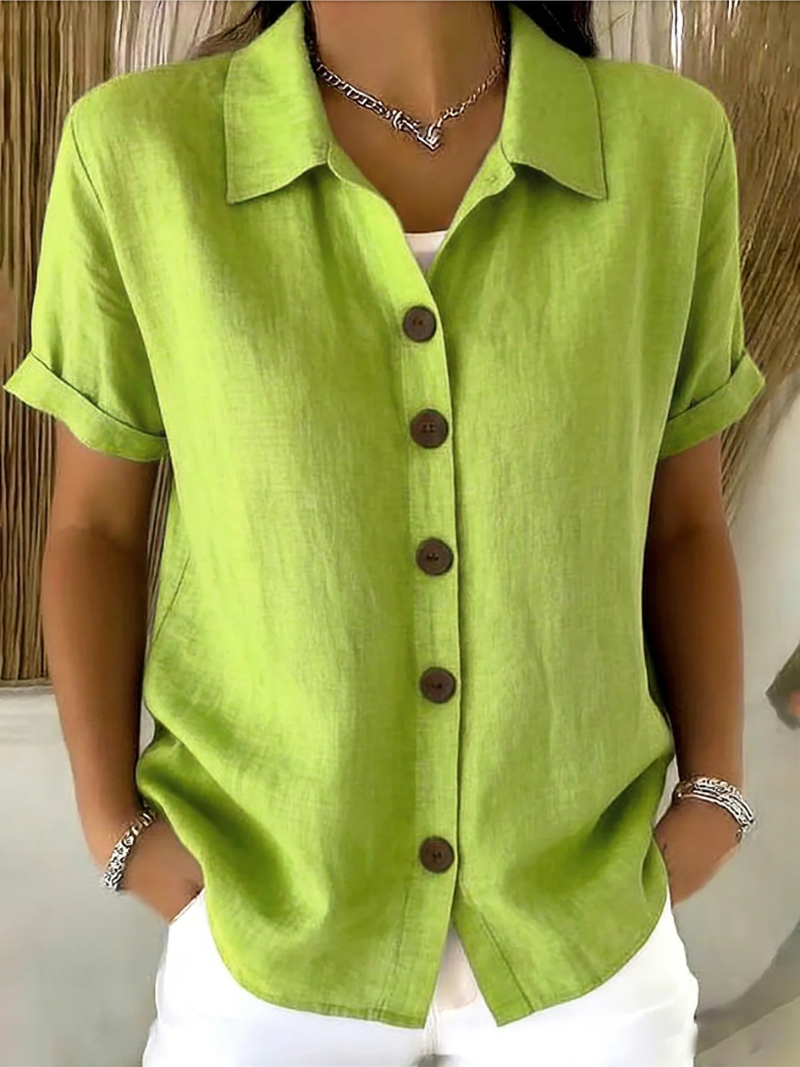 Classic Cotton Button-Front Blouse