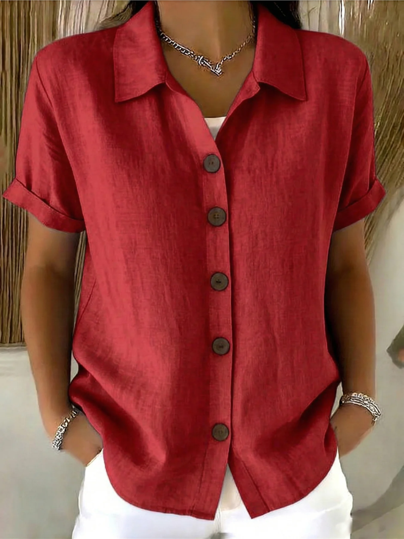 Classic Cotton Button-Front Blouse