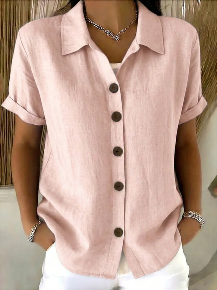 Classic Cotton Button-Front Blouse