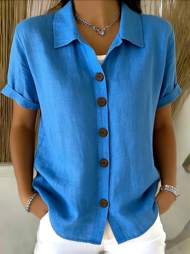Classic Cotton Button-Front Blouse