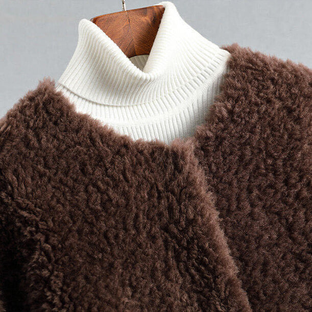 Shearling Teddy Coat of Genuine Lambskin