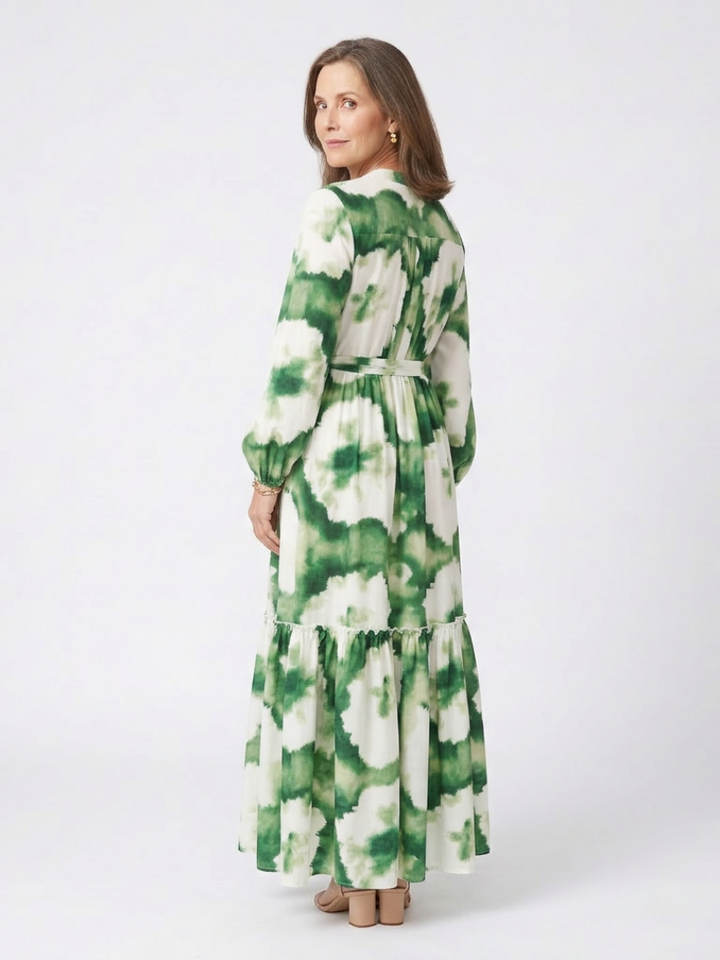 Long Sleeve Waist-Knot Maxi Dress