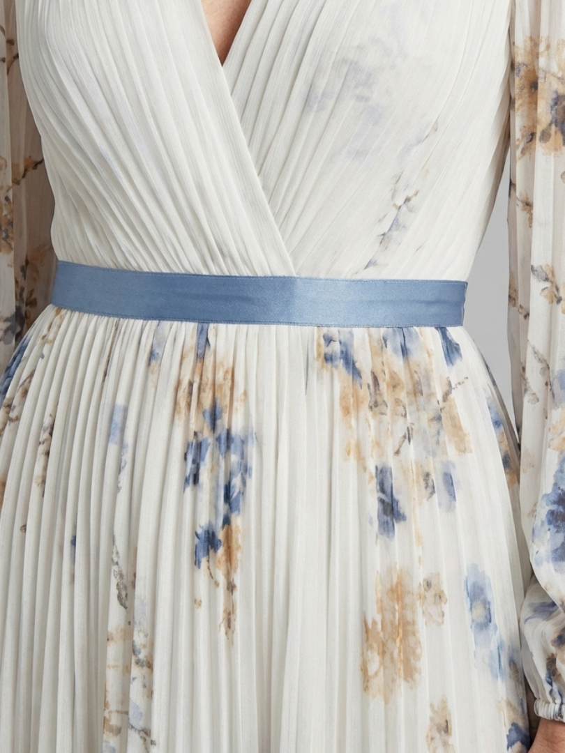 Floral V-Neck Long Sleeve Maxi Dress