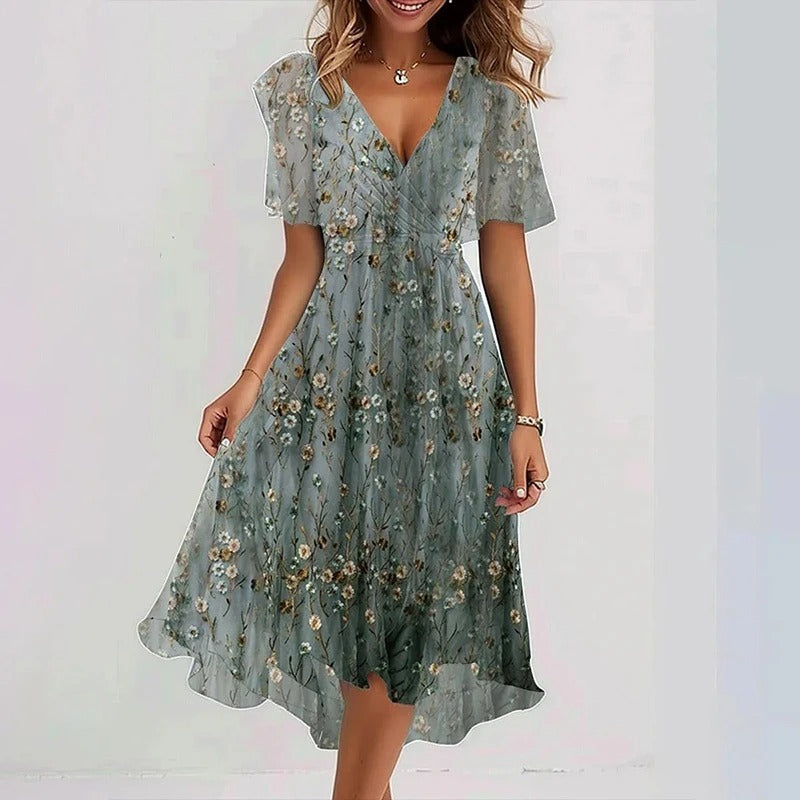 Elegant Colorful Midi Dress
