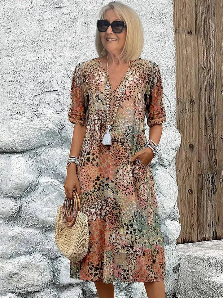 Lightweight Midi Dress with V-Neckline