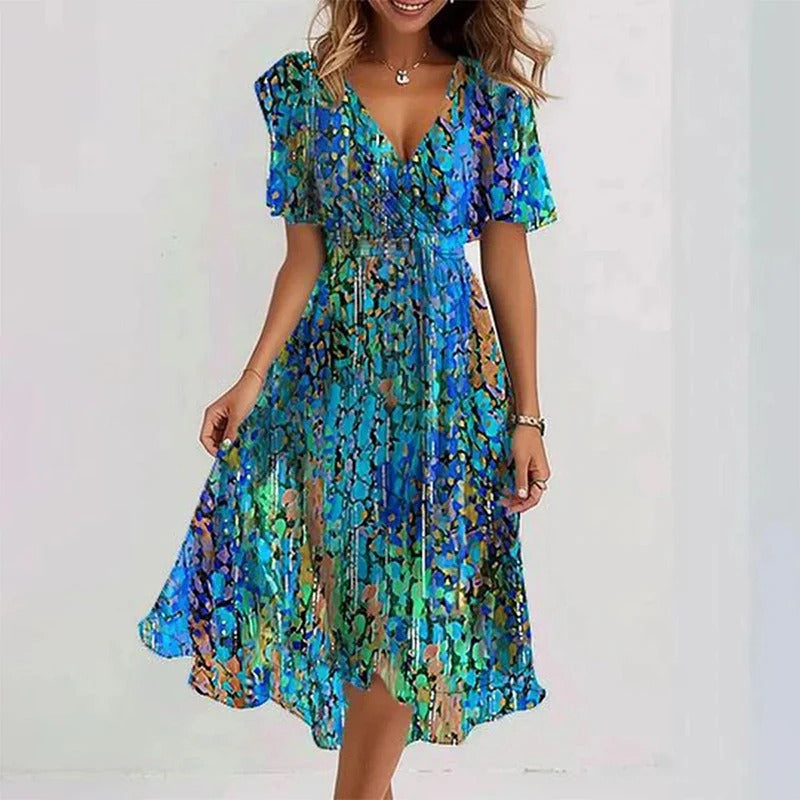 Elegant Colorful Midi Dress