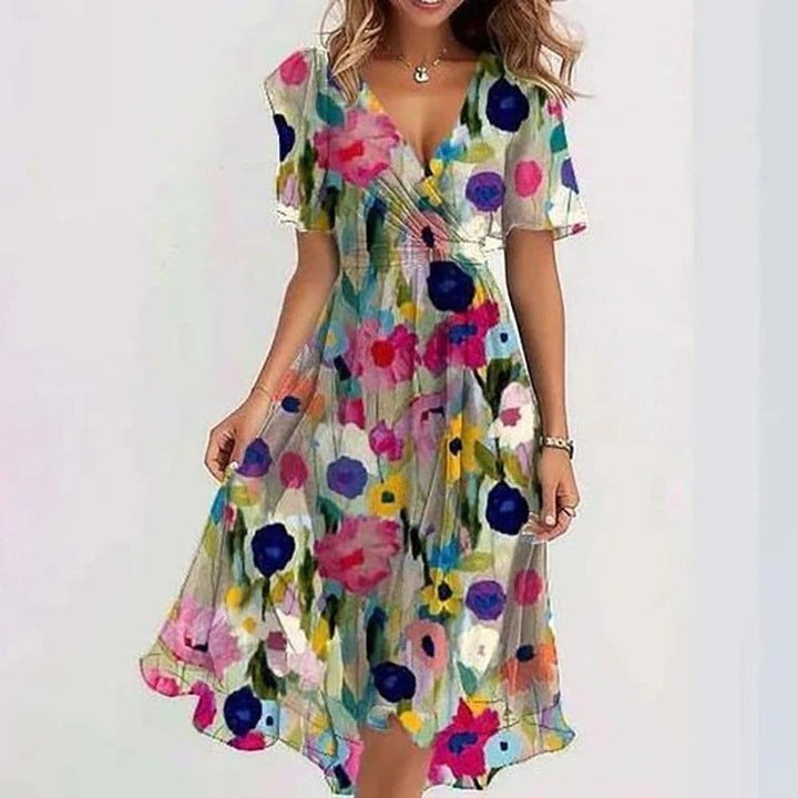 Elegant Colorful Midi Dress