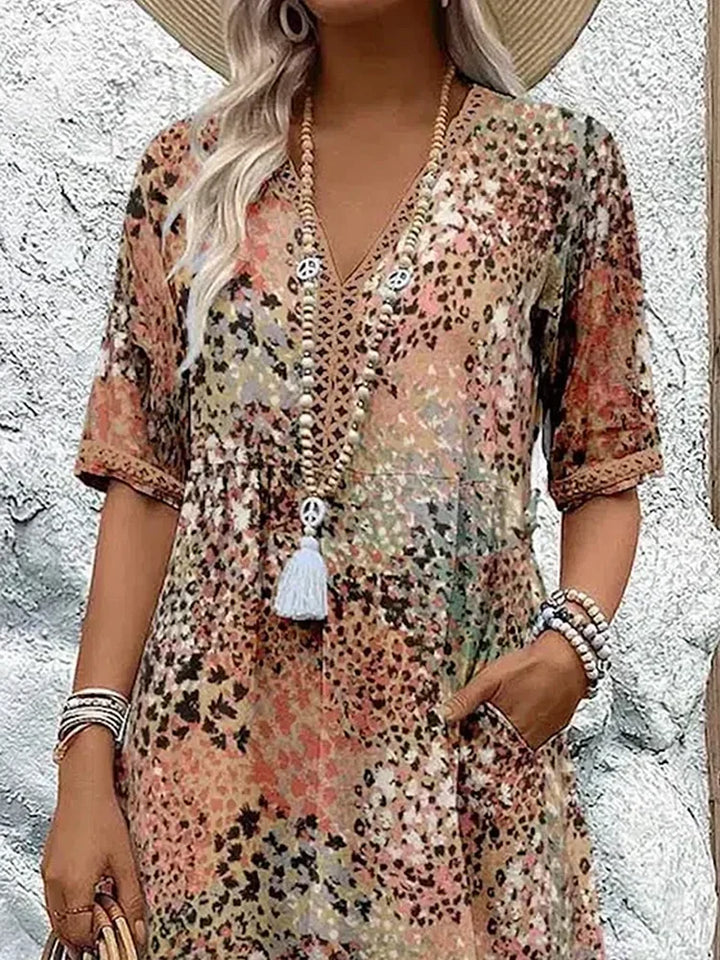 Lightweight Midi Dress with V-Neckline