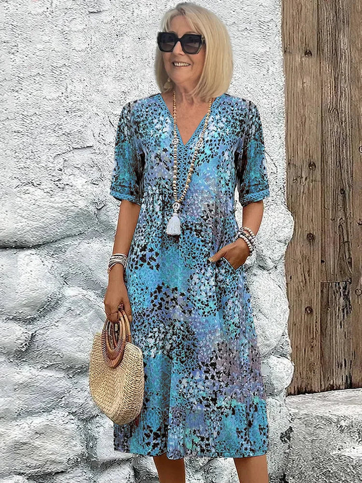 Lightweight Midi Dress with V-Neckline