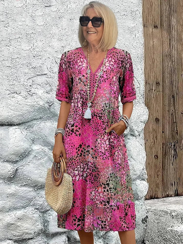 Lightweight Midi Dress with V-Neckline