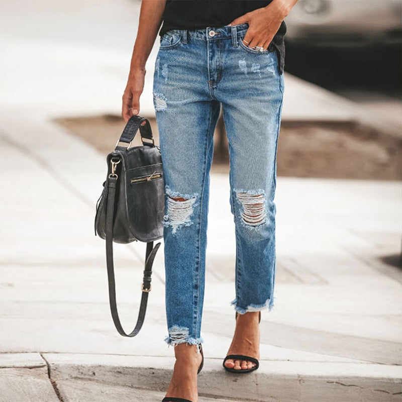 Distressed Vintage Denim Jeans