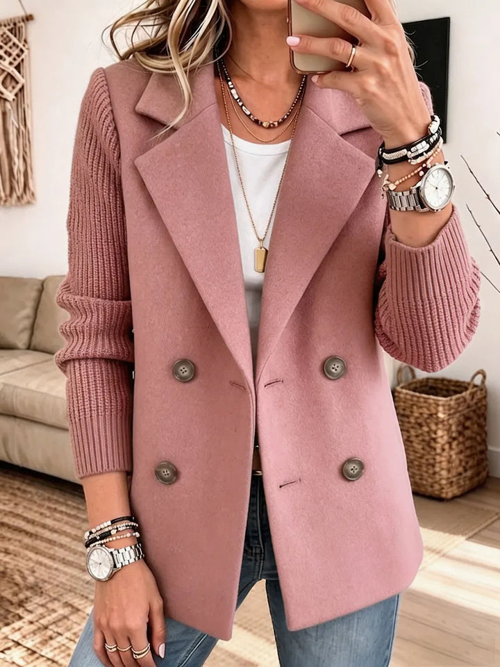 Textured Blazer with Knit Sleeves