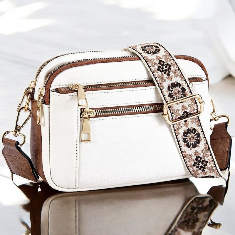 Refined Leather Shoulder Bag with Compartments
