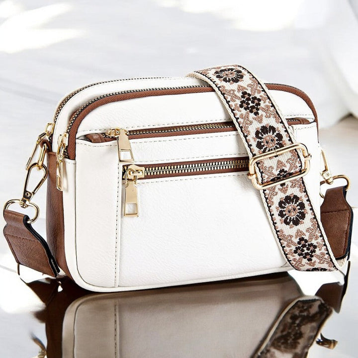 Refined Leather Shoulder Bag with Compartments