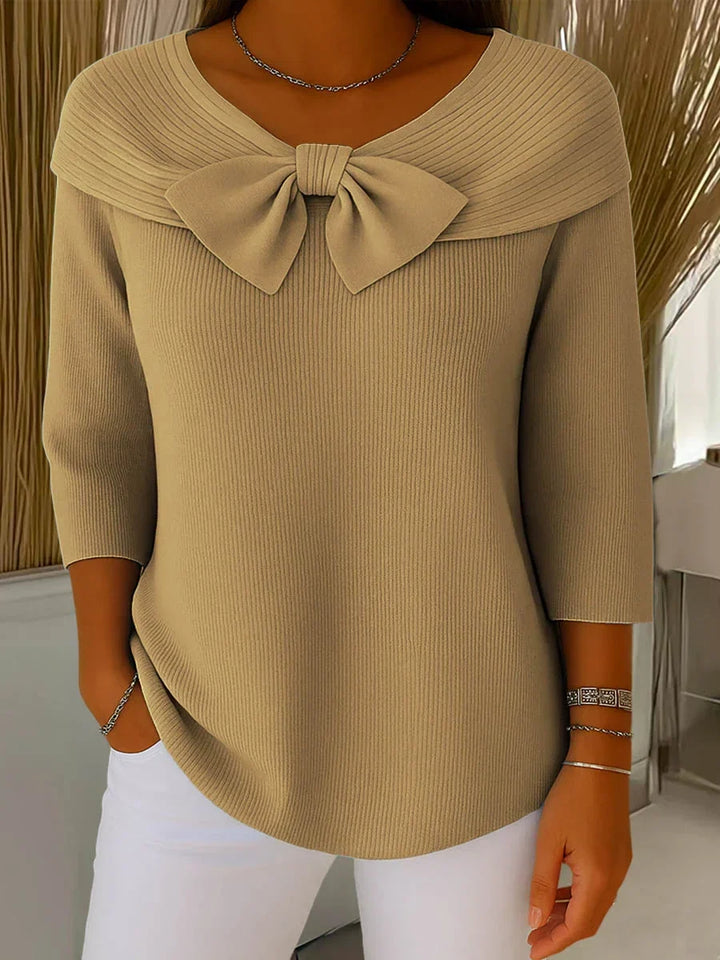 Soft Knit Sweater with Bow Detail