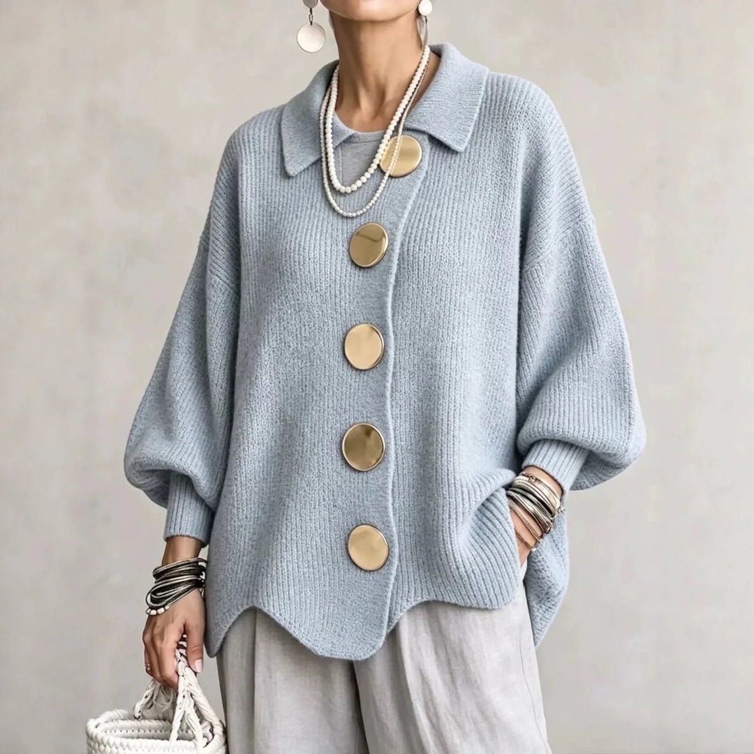 Oversized Collared Button Cardigan Karina